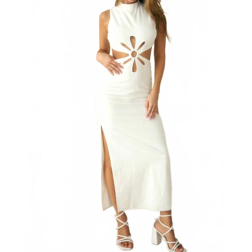 NEW EB LUXE flower cut-out maxi dress in white